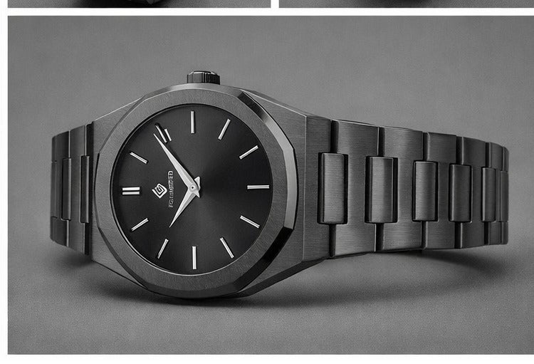 FG UNITED ساعة رجالية بتصميم رفيع بقرص أسود من الفولاذ المقاوم للصدأ 41 مم - FG7007 - Image 3